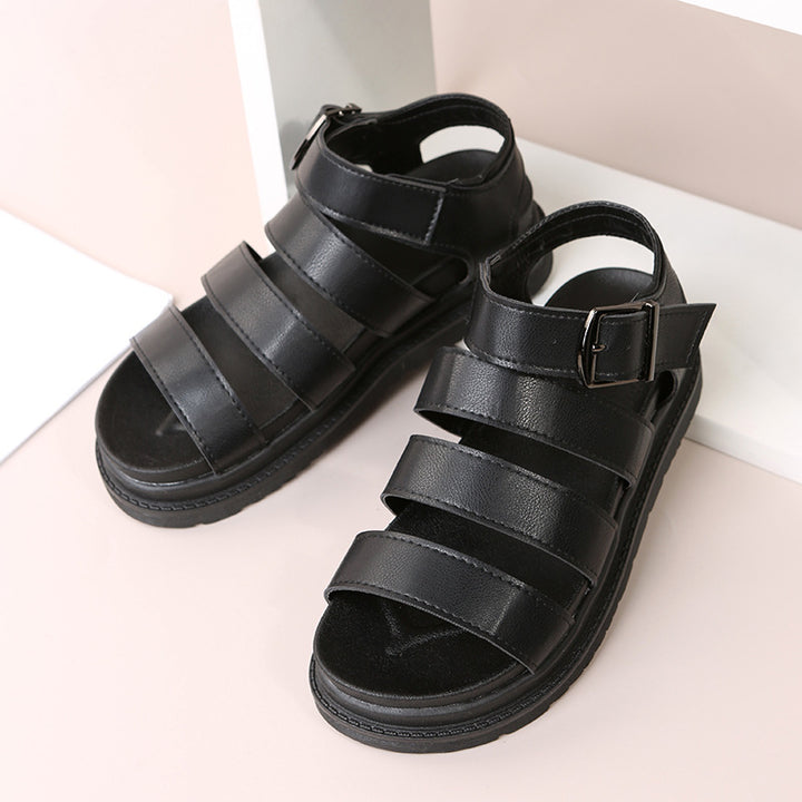 Women's comfortable gladiator sandals with extra cushioned comfort footbed, four wide straps, and adjustable metal buckle Mune Fashion