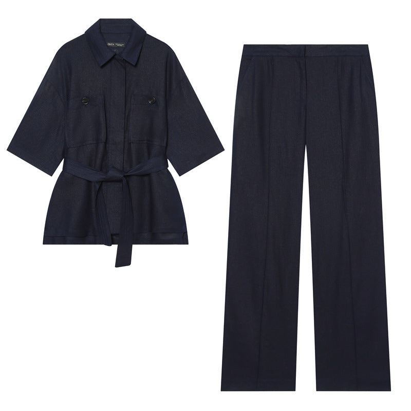 Women's Lightweight Linen Trousers with Wide Leg and Pleat Mune Fashion