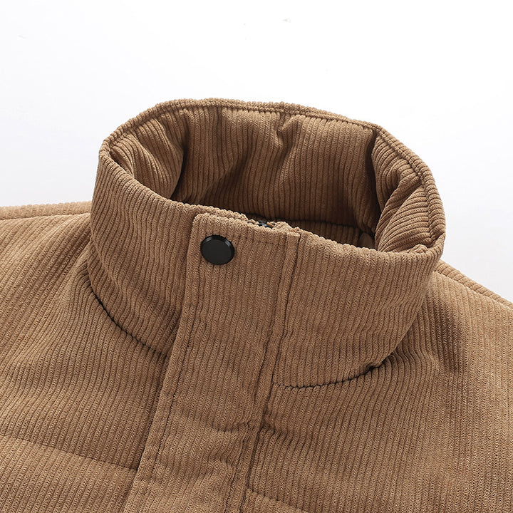 Men's padded cord jacket with high stand-up collar, padded insulation and zippered pockets Mune Fashion