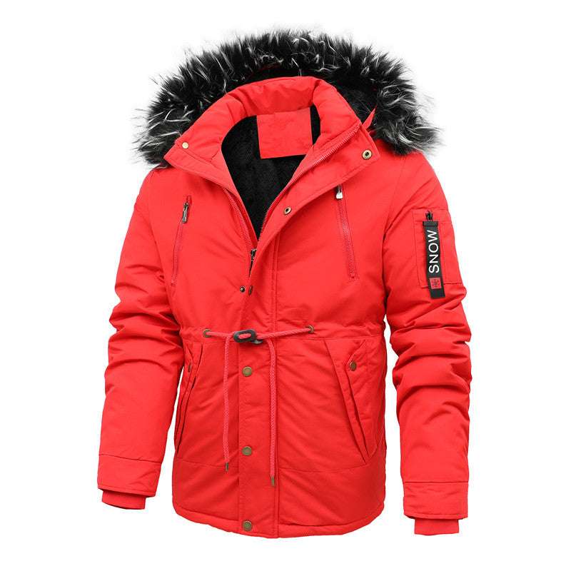 Men's padded parka jacket with faux fur hood and waist drawstring Mune Fashion