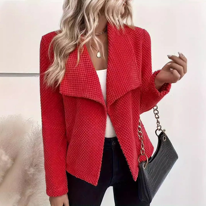 Women Waterfall Cardigan made of Waffle Fleece with Open Front Mune Fashion