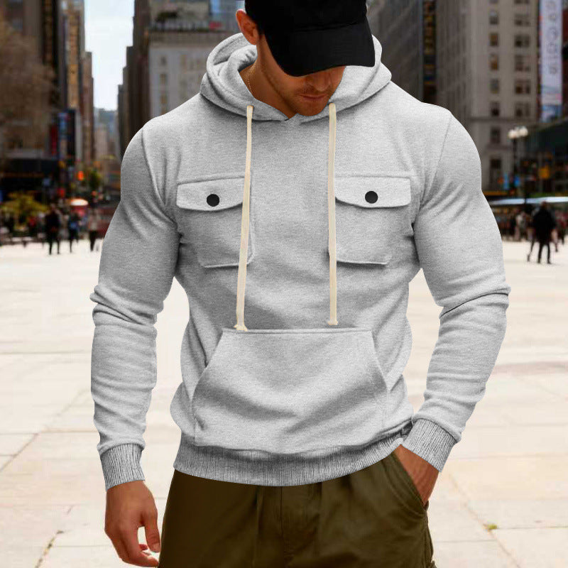 Men's hooded sweatshirt with chest flap pocket, kangaroo pocket & ribbed cuffs Mune Fashion