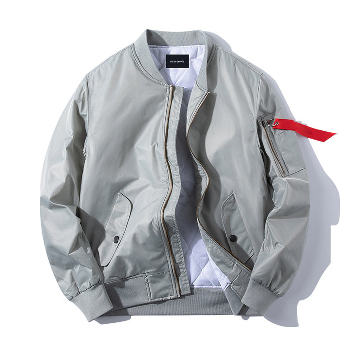 Men's  pilot-style insulated zip-front bomber with quilted lining sleeve utility pocket and snap waist pockets Mune Fashion