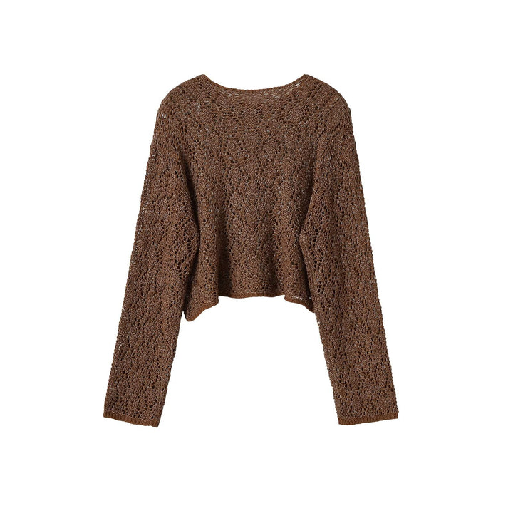 Women's Loose Crocheted Cropped Sweater with Wide Fit Mune Fashion