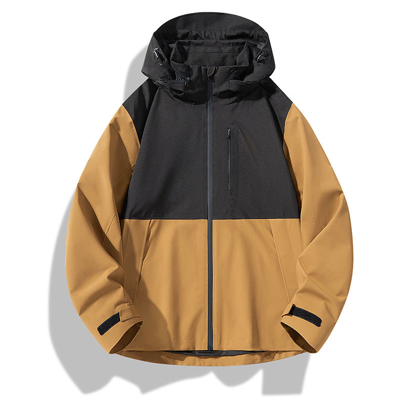 Men's Two-Layer Waterproof Outdoor Jacket with Hood, Welded Zippers and Contrast Panels Mune Fashion