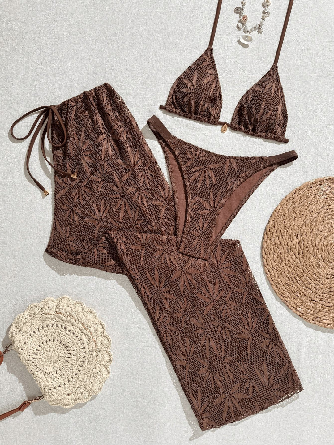 Ladies Bikini set with fashionable crochet pattern Mune Fashion