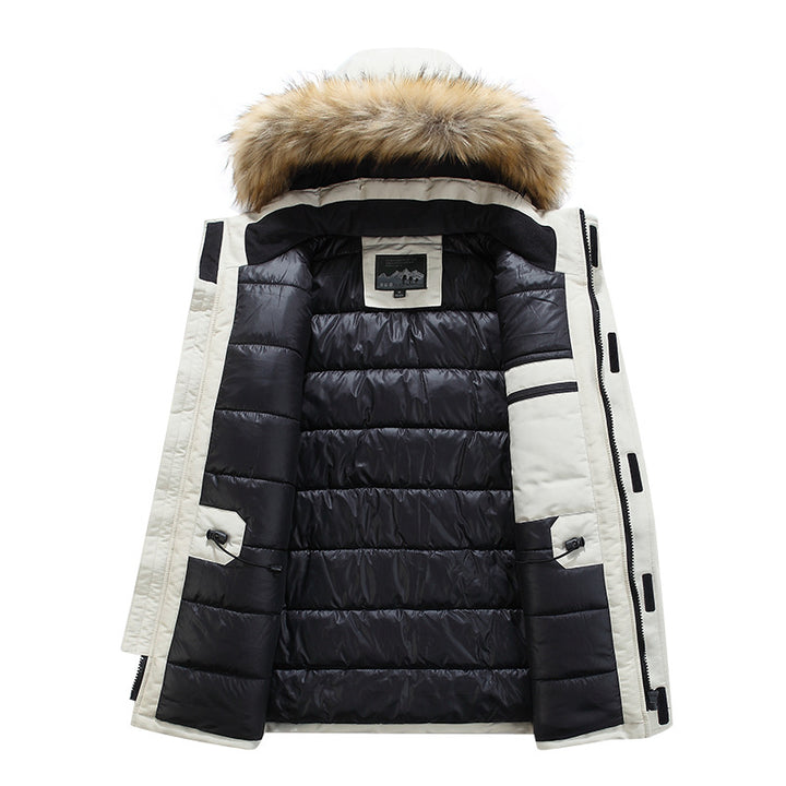 Men's parka with detachable hood and faux fur trim, wind- and waterproof thermal insulation Mune Fashion