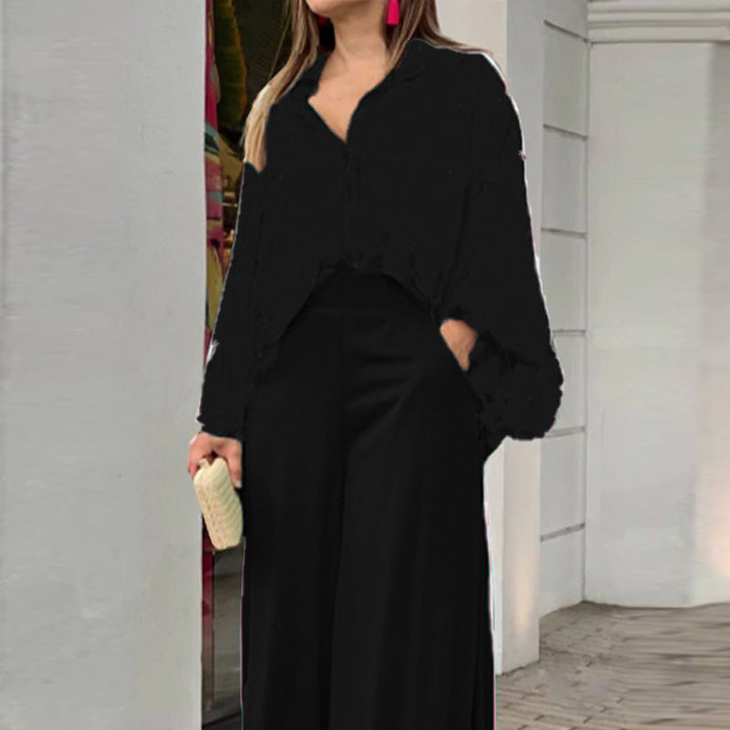 Ladies Flowing Highwaist Palazzo Pants with Wide Leg and Elegant Satin Fall Mune Fashion