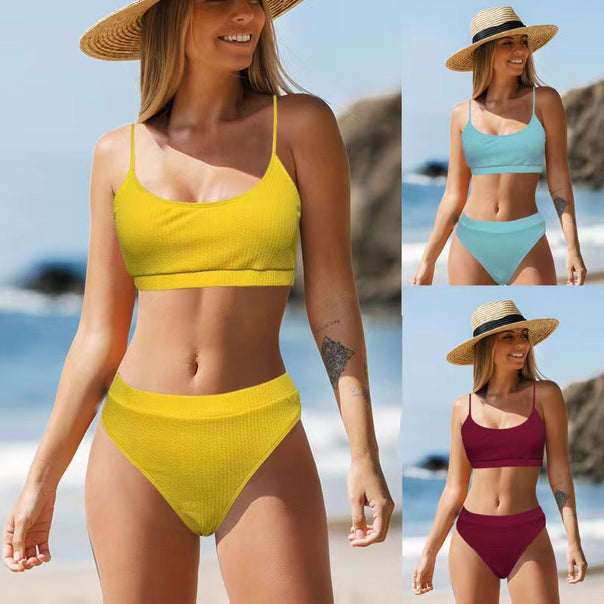 Women's High-Waisted Bikini Set with Sporty Top Mune Fashion