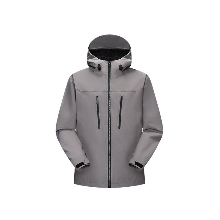 Damen Technische wasserfeste Softshell‑Regenjacke mit Kapuze, versiegelten Nähten und vertikalen Reißverschlusstaschen Mune Fashion