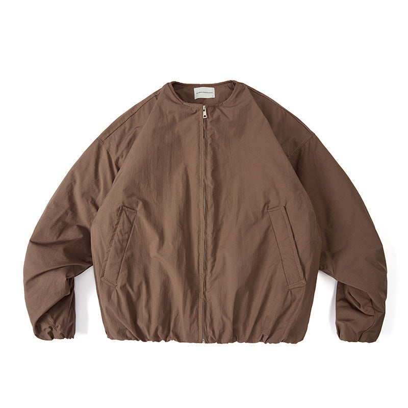 Unisex Lightweight Boxy Transition Jacket without Collar with Full Zip and Elastic Hem Mune Fashion