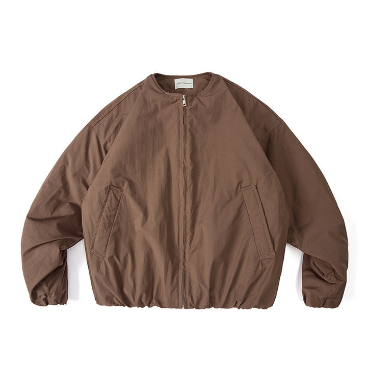 Unisex Lightweight Boxy Transition Jacket without Collar with Full Zip and Elastic Hem Mune Fashion