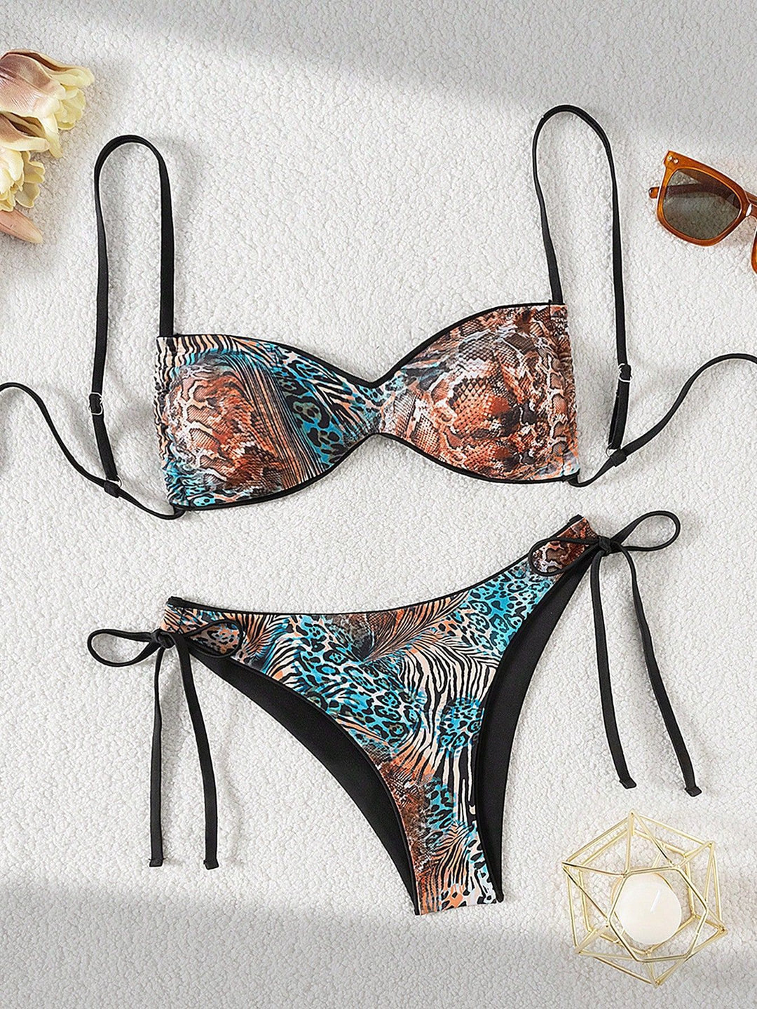 Women Push-Up Bikini with sophisticated animal print and adjustable straps Mune Fashion