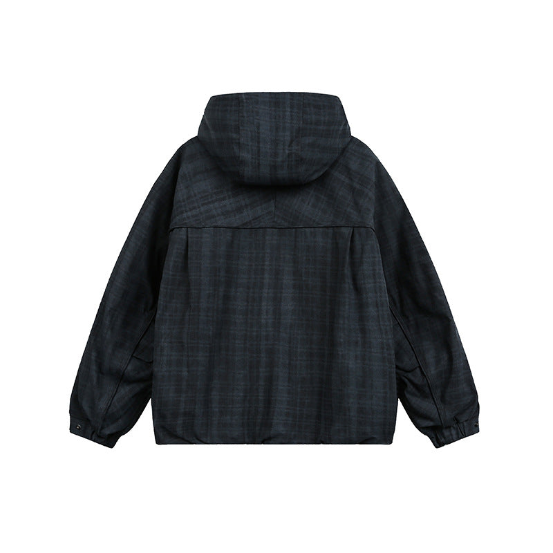 Unisex Oversize Utility Hoodie with checkered pattern and drawstring Mune Fashion