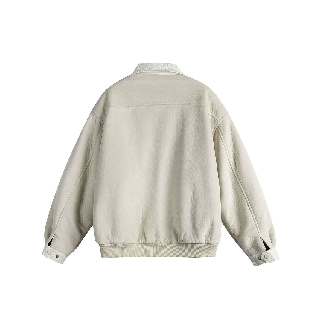 Unisex Oversize Blouson Jacket made of Velours-Suede with reptile embossed trim and warming teddy lining Mune Fashion