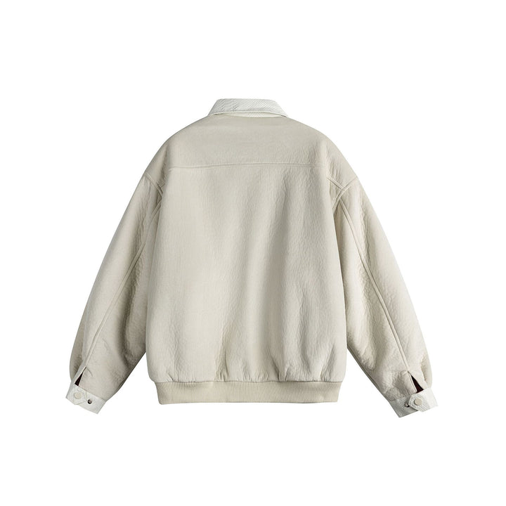Unisex Oversize Blouson Jacket made of Velours-Suede with reptile embossed trim and warming teddy lining Mune Fashion