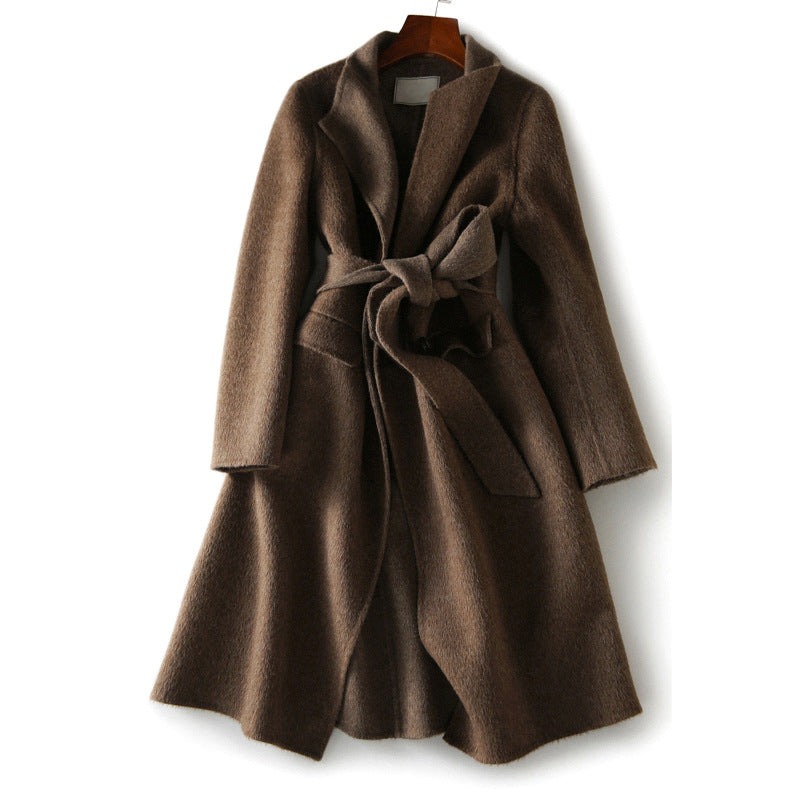 Women's Elegant Wool Coat with Stand Collar Mune Fashion