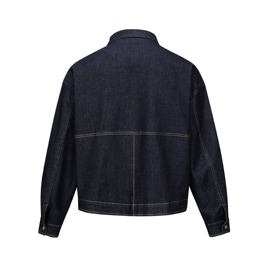 Unisex Tailored Denim Jacket with Metal Zipper and Flap Pockets Mune Fashion