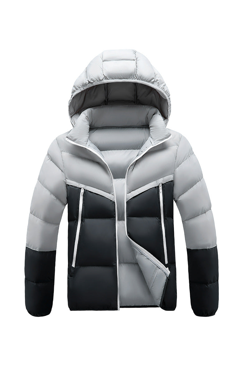 Men's Lightweight Padded Jacket with Hood and Two-Tone Block Design Mune Fashion