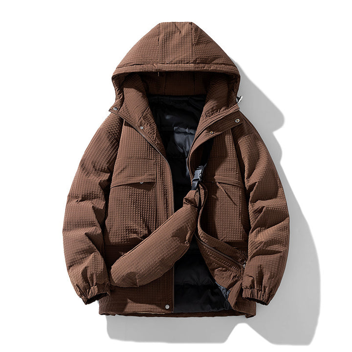 Men's Padded Ripstop Parka with Hood Oversized Cut and Integrated Shoulder Bag Mune Fashion
