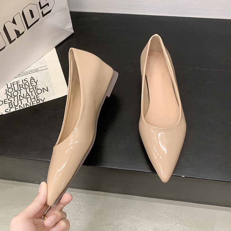 Ladies flat pointed patent ballerina with padded comfort insole Mune Fashion