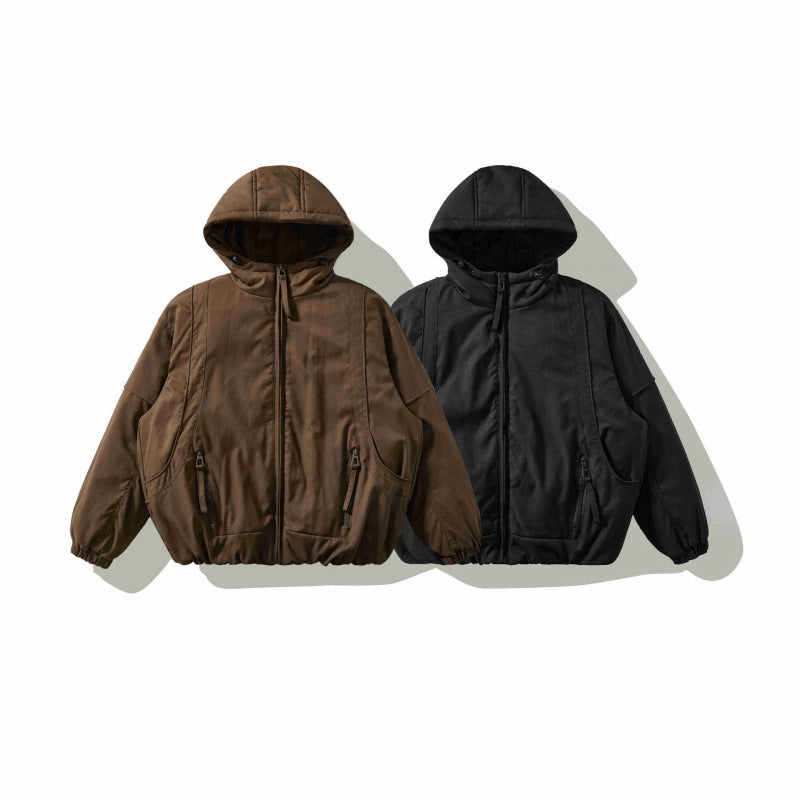 Unisex Oversize Quilted Bomber Jacket with High Hood, Shaped Flap Pockets and Elastic Hem Mune Fashion