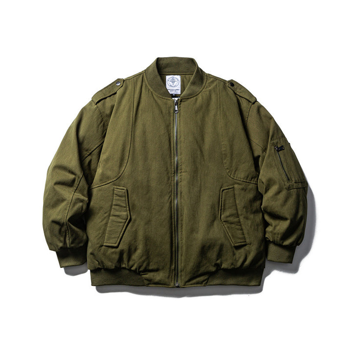 Men's Robust Canvas Bomber Jacket with Utility Pockets and Ribbed Cuffs Mune Fashion