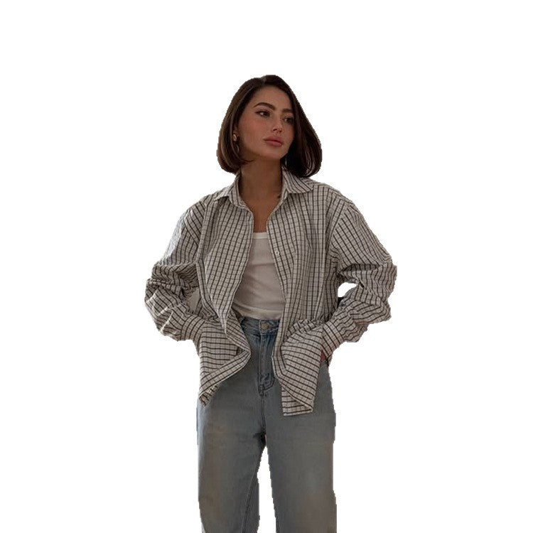 Women's Checked Oversized Shirt with Extended Hem Mune Fashion