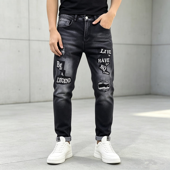 Men's Fashion Ripped Jeans with Graphic Prints Mune Fashion
