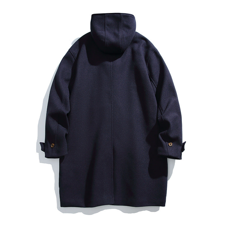 Men's wool blend duffle coat with hood and toggle closures Mune Fashion