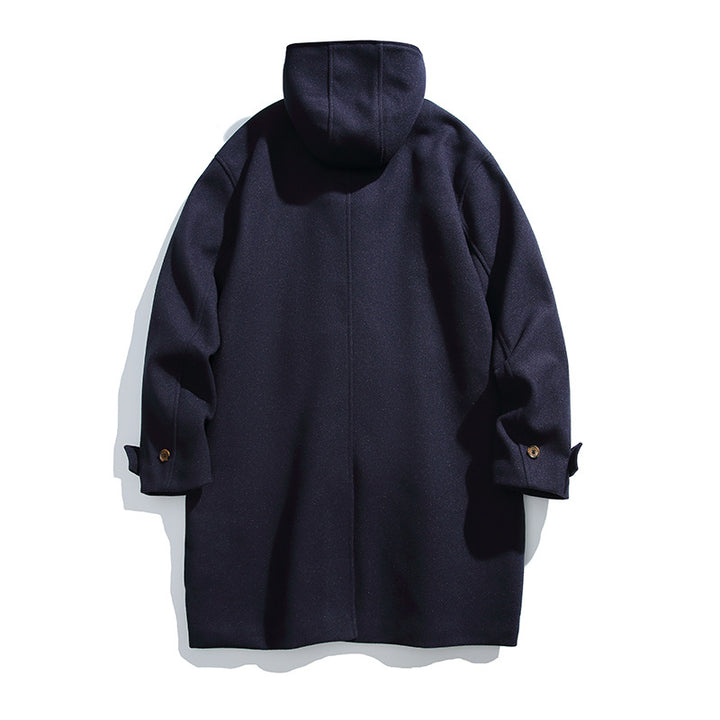 Men's wool blend duffle coat with hood and toggle closures Mune Fashion