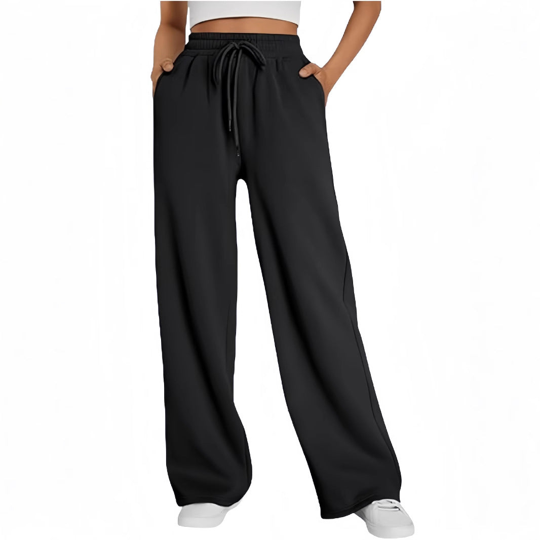 Ladies nan Palazzo lounge pants with high waist, elastic waistband, drawstring and deep side pockets Mune Fashion