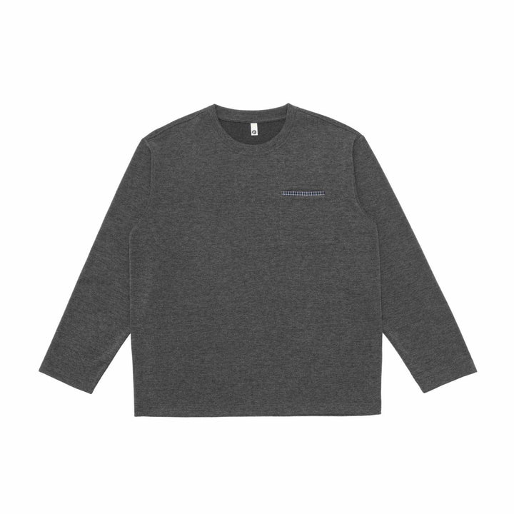 Unisex Oversize-Longsleeve shirt with round neck and decorative chest piped Mune Fashion