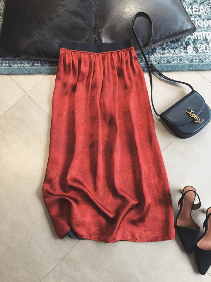 Women Elegant Midi Skirt with Swinging Hem Mune Fashion