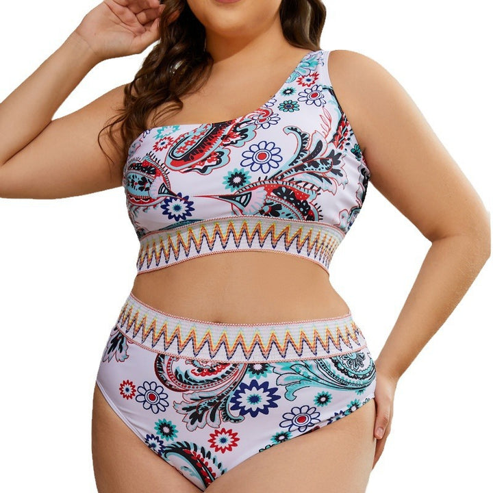 Women's Two-Piece Bikini Set with Fashionable High Cut and Floral Design Mune Fashion