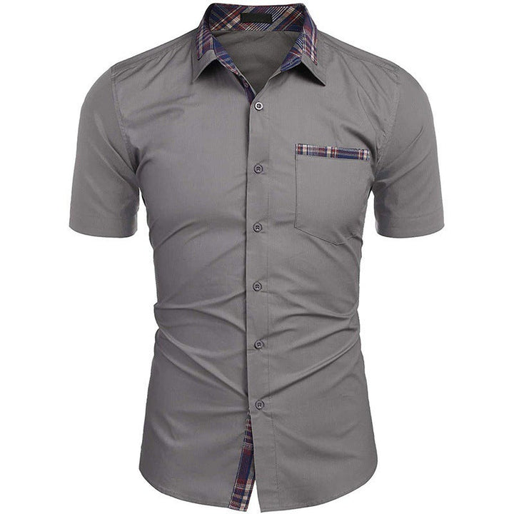 Men's Short-Sleeve Shirt with Classic Check Pattern and Modern Cut Mune
