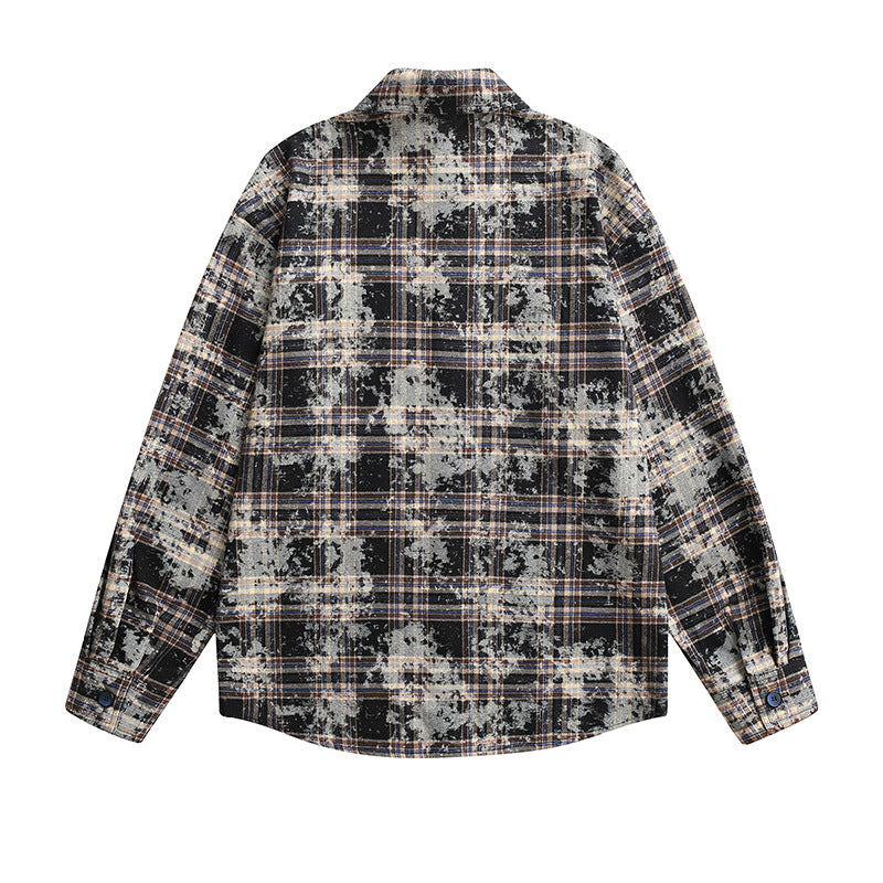 Women's Oversized Check Shirt Jacket with Vintage Effect and Breast Pockets Mune Fashion