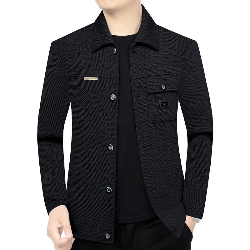 Men's Structured Overshirt in Glencheck Relief with Shirt Collar Mune Fashion