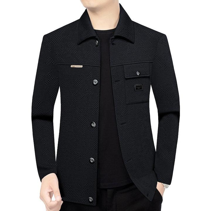 Men's Structured Overshirt in Glencheck Relief with Shirt Collar Mune Fashion