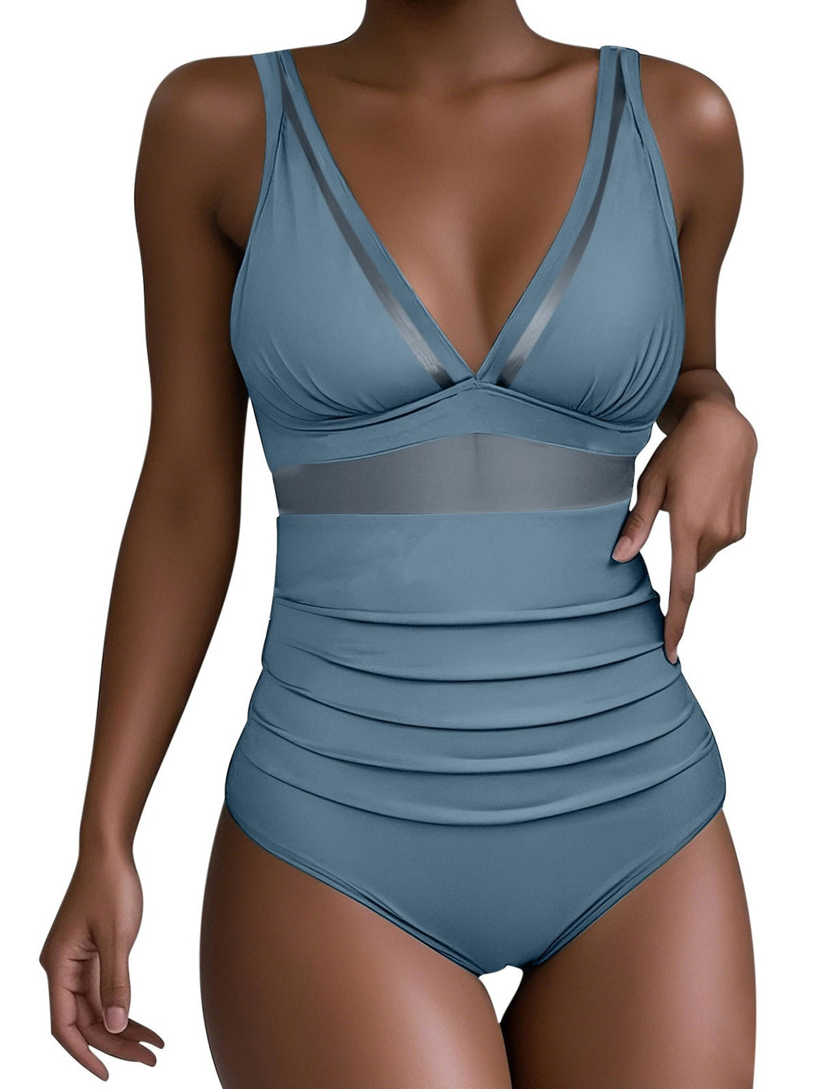 Ladies one-piece swimsuit with modern gathering elements Mune Fashion