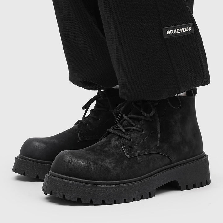 Men's Lace-up Combat Style Boots with Distinctive Tread Sole Mune Fashion