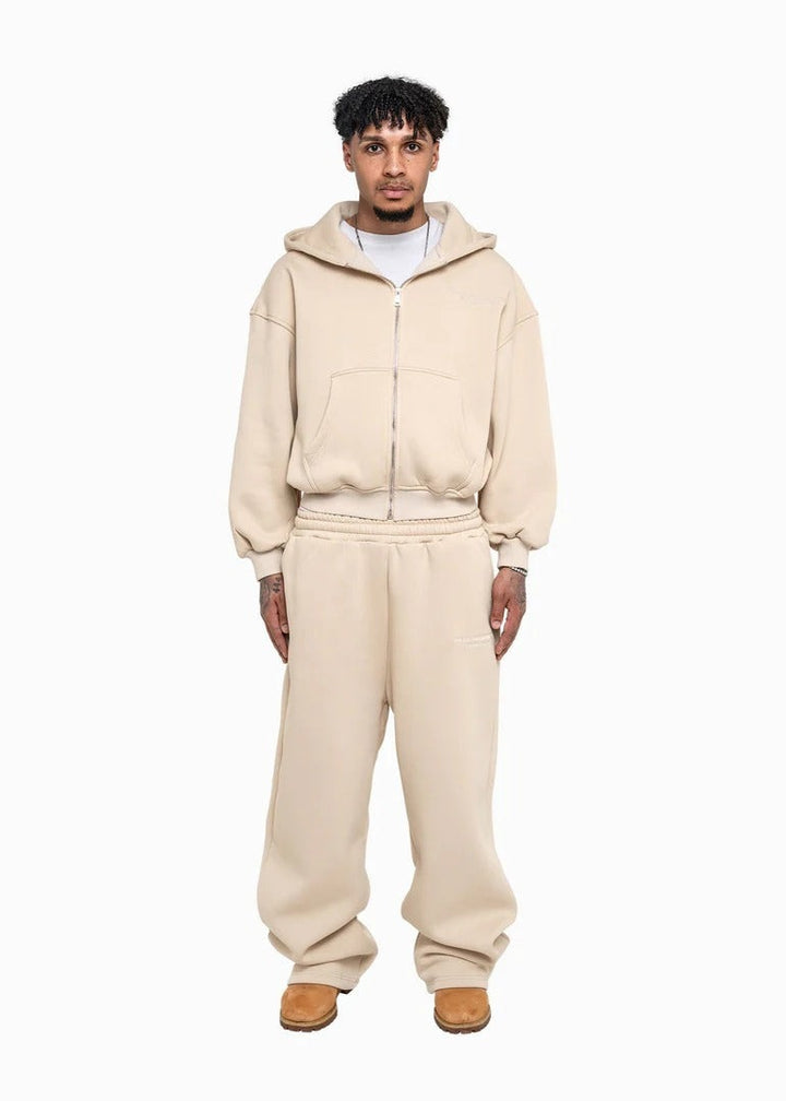 Men's casual zip-up hoodie and palazzo pants set with dropped-shoulder silhouette Mune Fashion
