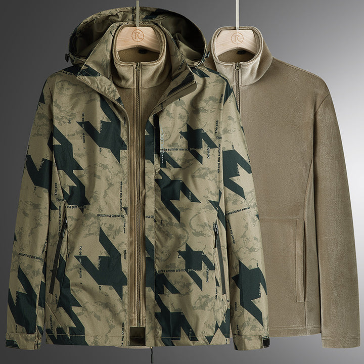 Men's modular softshell parka with removable fleece inner jacket, windproof outer shell and adjustable hood Mune Fashion