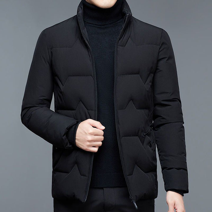 Men's padded stand-up collar jacket with water-repellent surface and zippered pockets Mune Fashion
