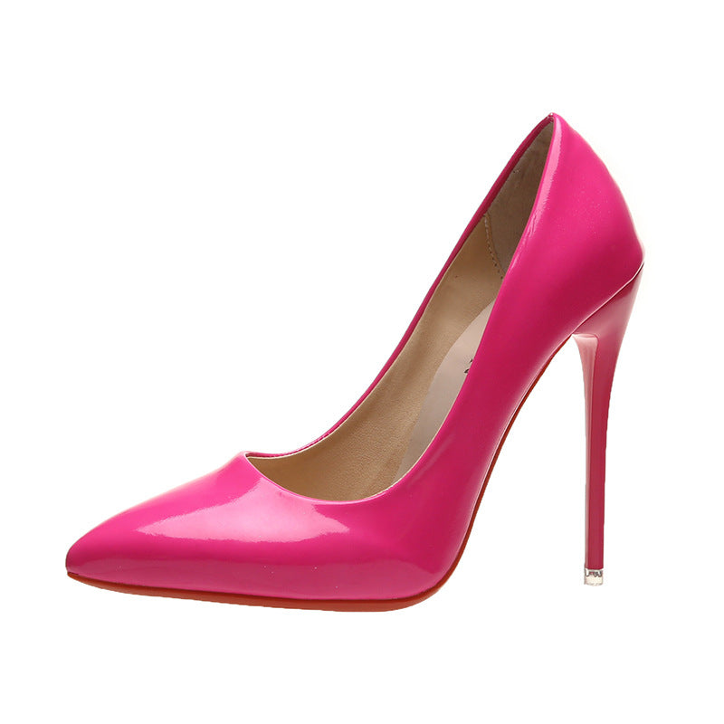 Women's elegant patent pumps with pointed toe, high stiletto heel, and padded insole Mune Fashion