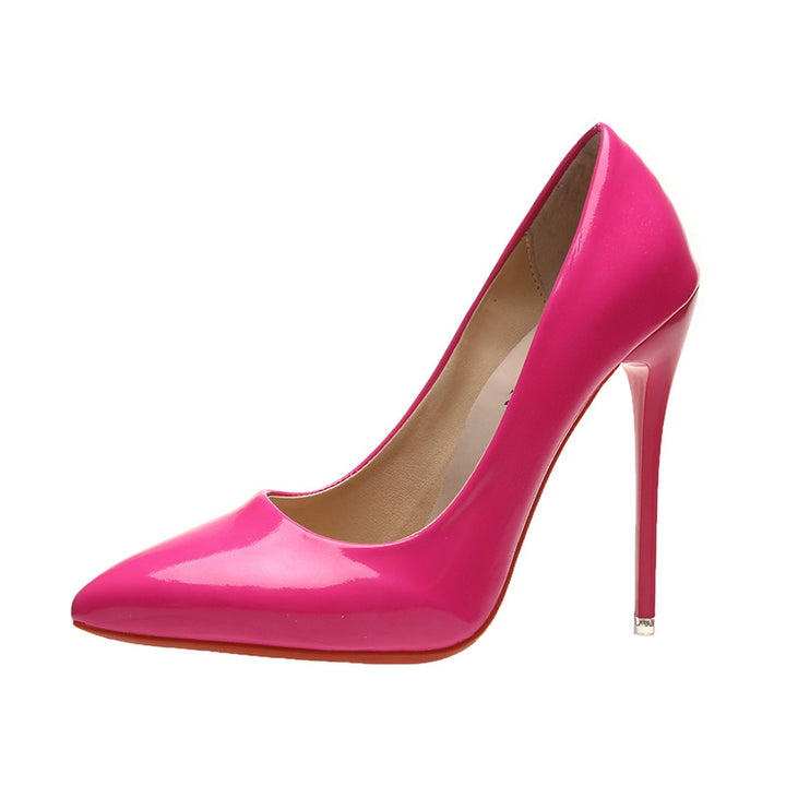 Women's elegant patent pumps with pointed toe, high stiletto heel, and padded insole Mune Fashion
