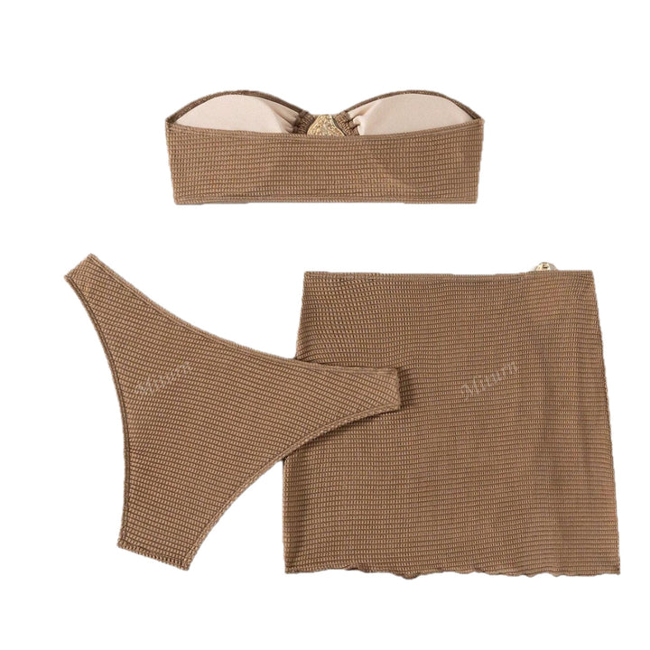 Women's bandeau bikini set with decorative wrap skirt Mune Fashion