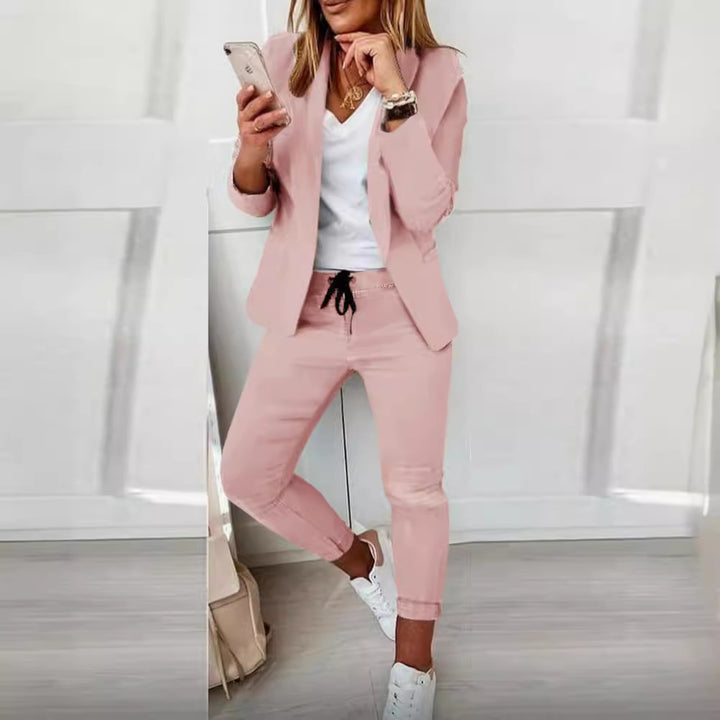 Women's two-piece blazer jogger set with tailored blazer and elastic waistband trousers Mune Fashion