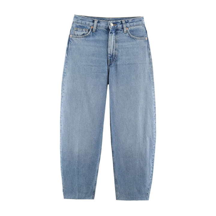 Women High-Waisted Relaxed Jeans with Tapered Leg Mune Fashion