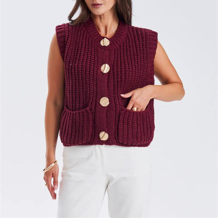 Women Chunky Knit Oversized Cardigan with Decorative Buttons Mune Fashion
